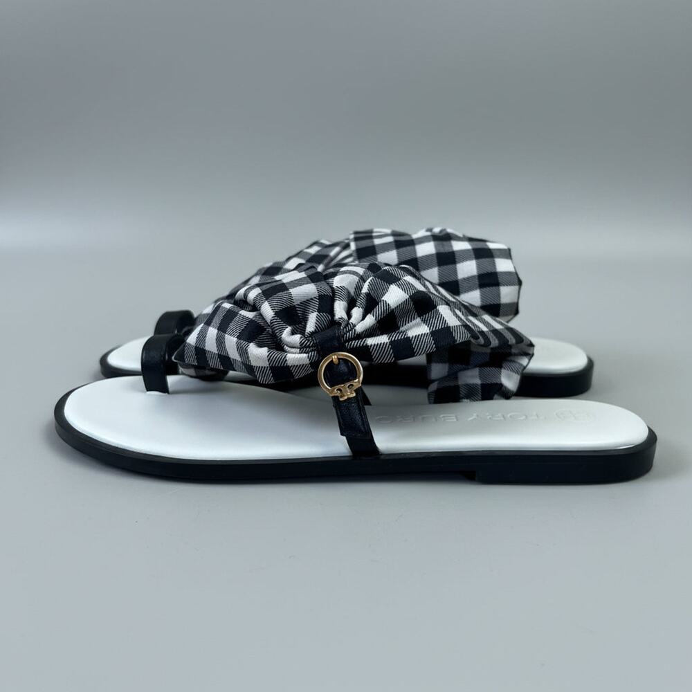 Tory Burch black and white gingham Selby Scarf sandals, size 8.5, BRAND NEW!